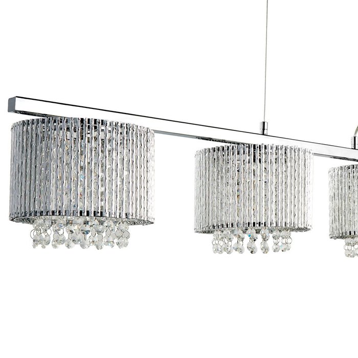 Elise - Crystal 4 Light Bar Ceiling Pendant - Polished Chrome