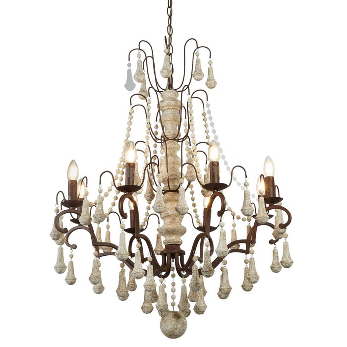 Shabby - 8 Light Vintage Chandelier - Weathered faux stone & Rustic Brown