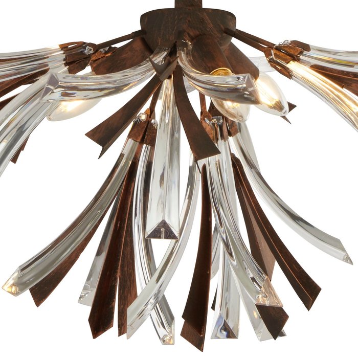 Oxidised Bronze & Glass Semi Flush Ceiling Light