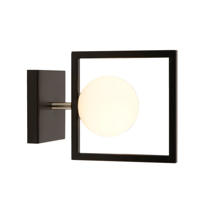 Roswell - Modern Matt Black & Opal Wall Light