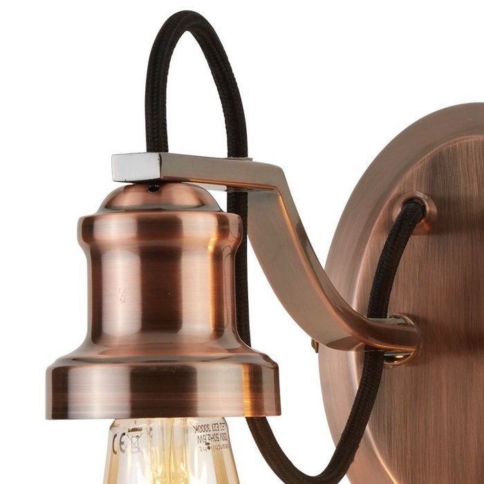 Olive - Copper & Black Cable Vintage Wall Light