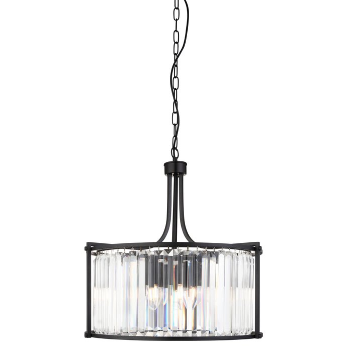 Elizabeth - Art Deco Crystal Drum Pendant - Matt Black