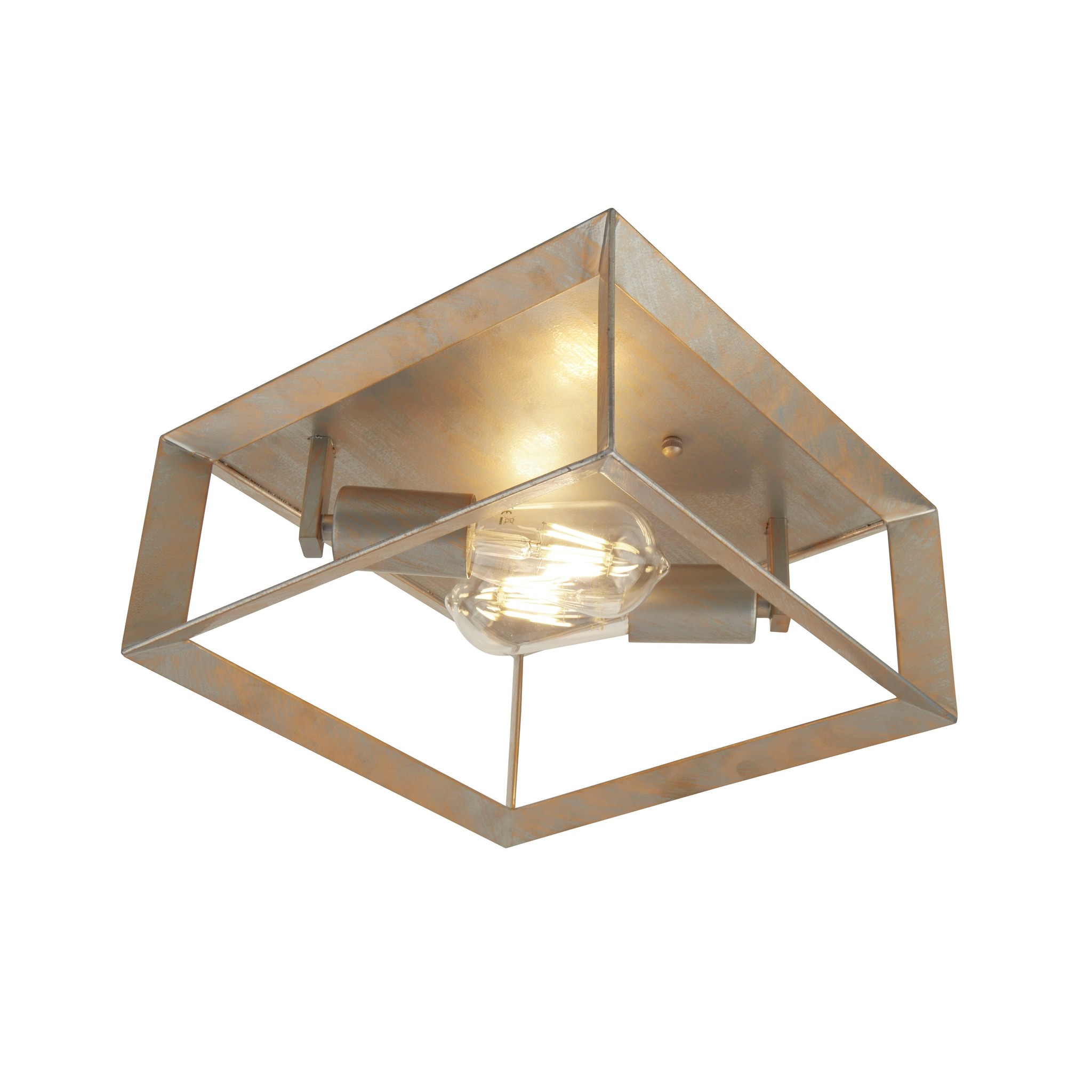Keaton Flush Brushed Silver And Gold Ceiling Light Lightbox