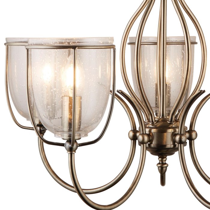 Classico - Ornate Seeded Glass 5 Light Pendant - Antique Brass