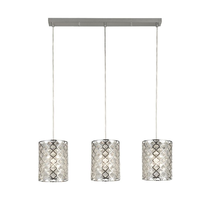 Houston - Glass & Polished Chrome 3 Light Bar Pendant