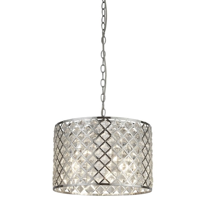 Houston - Glass & Polished Chrome Drum Pendant