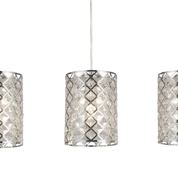 Houston - Glass & Polished Chrome 3 Light Bar Pendant