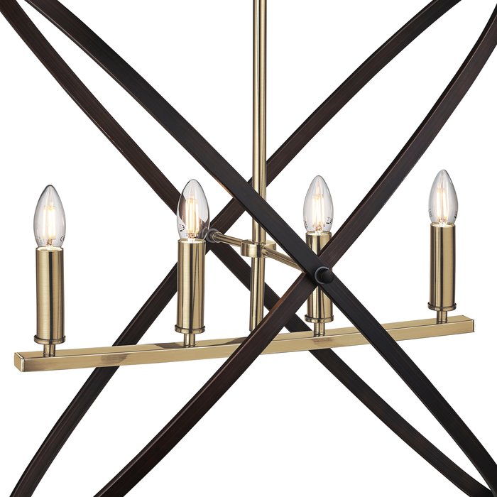 Hoop - Bronze & Black 4 Light Bar Pendant