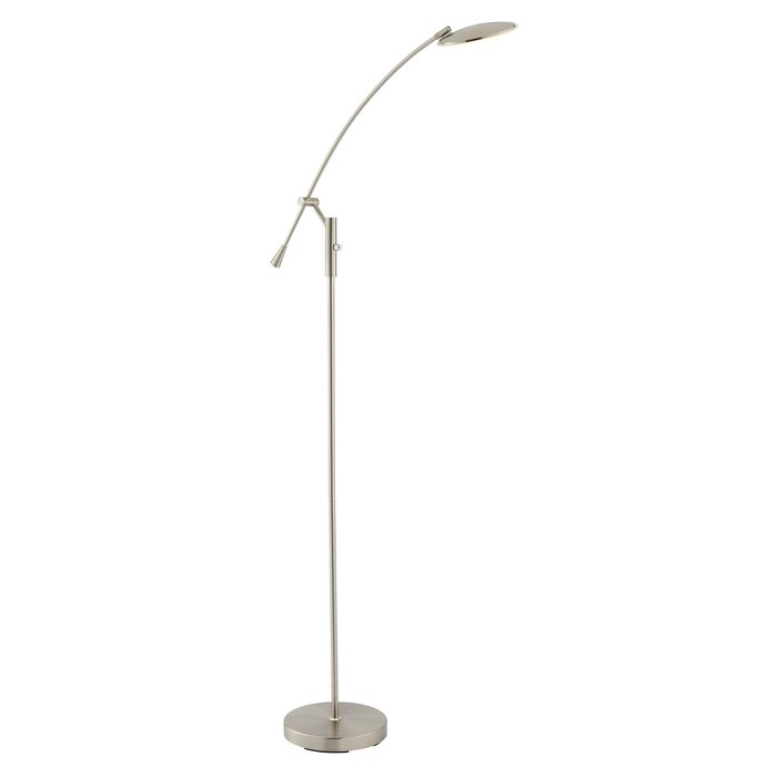 Modern Reading Floor Lamp - LED - Satin Nickel