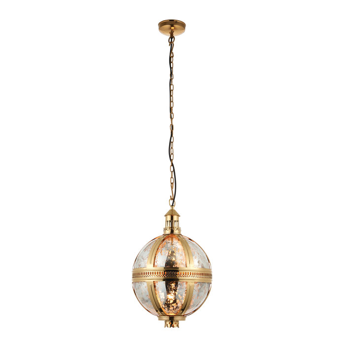 Opulent Globe Pendant - Brass & Mercury Glass - Small