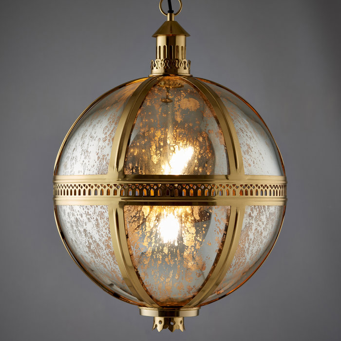 Opulent Globe Pendant - Brass & Mercury Glass - Large