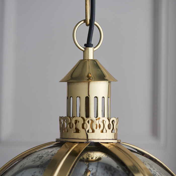 Opulent Globe Pendant - Brass & Mercury Glass - Small