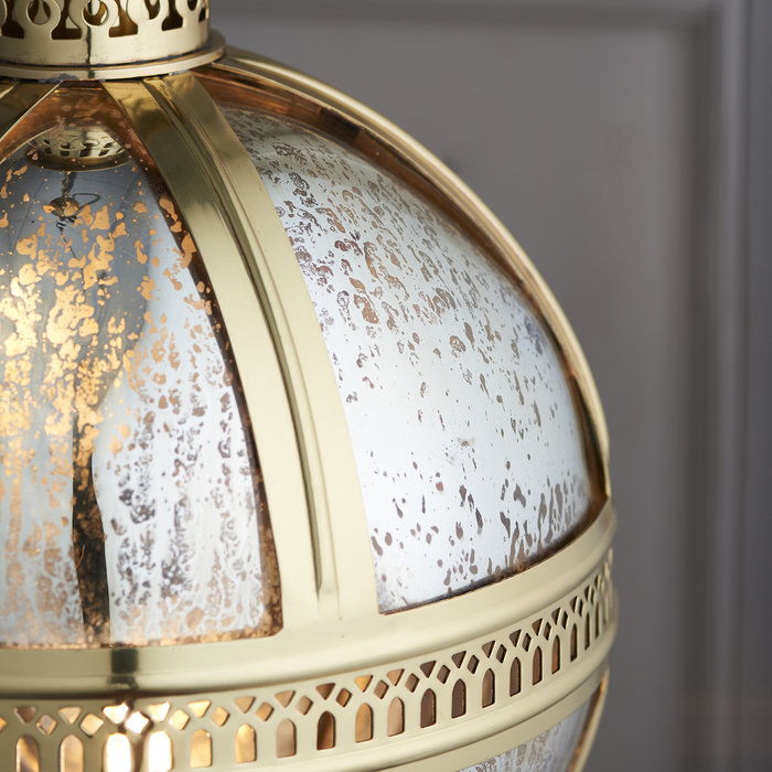 Opulent Globe Pendant - Brass & Mercury Glass - Small