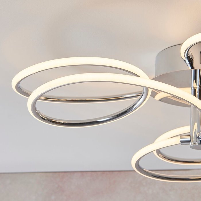 Flo - Large Curving LED Semi Flush Ceiling Light