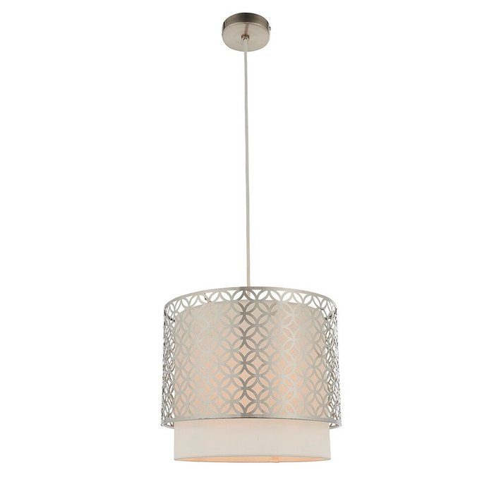 Tiered Satin Nickel & Vintage White Pendant