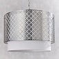 Large Two Tiered Satin Nickel & Vintage White Pendant