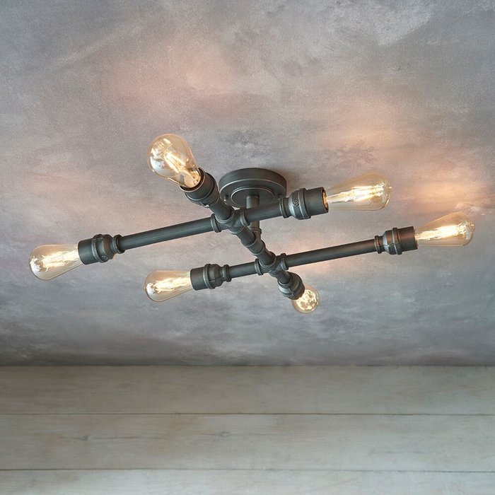 Industrial Pipe Semi Flush Ceiling Light