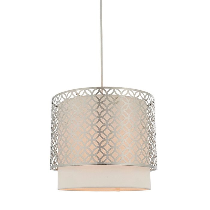 Tiered Satin Nickel & Vintage White Pendant