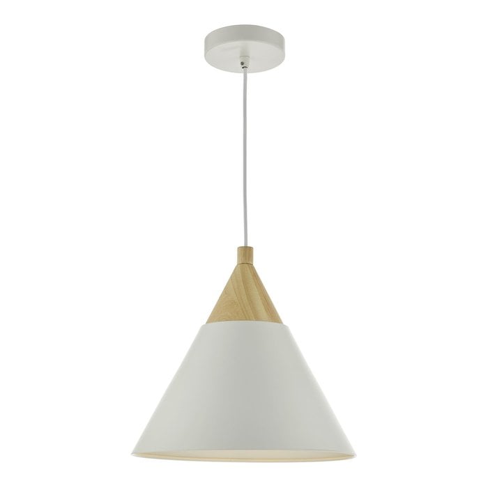 Scandi Pendant - Ivory and Natural Wood