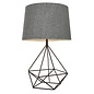 Cage Table Lamp - Aged Copper & Grey Fabric