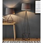 Cage Table Lamp - Aged Copper & Grey Fabric