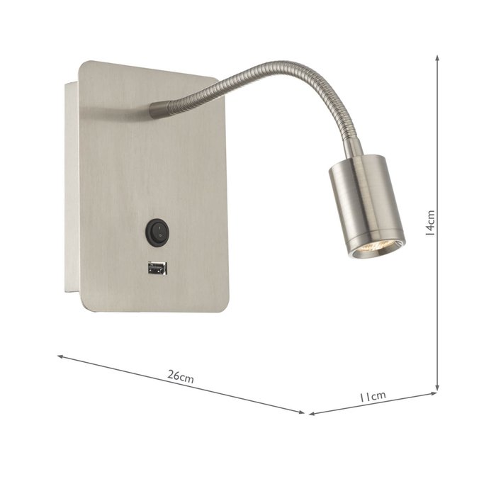 Flexi - Hotel - Gooseneck LED Reading Wall Light - Satin Nickel