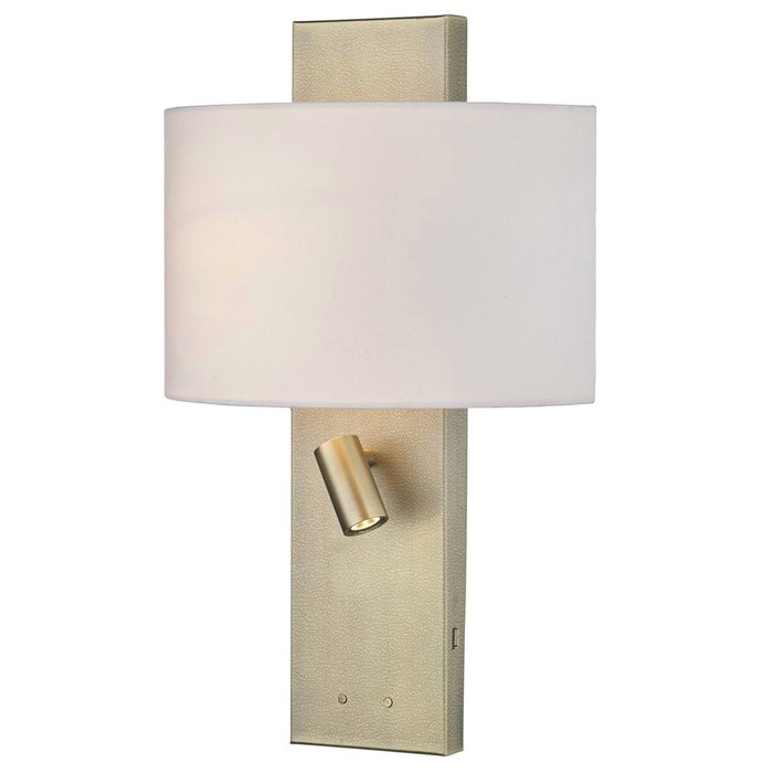 Leo - Textured Aged Brass Wall Light with LED Reader & USB Charger Port