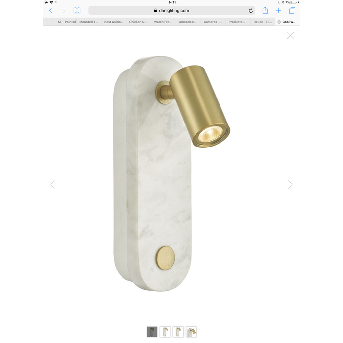 Gobie - White Marble & Brass Wall Light