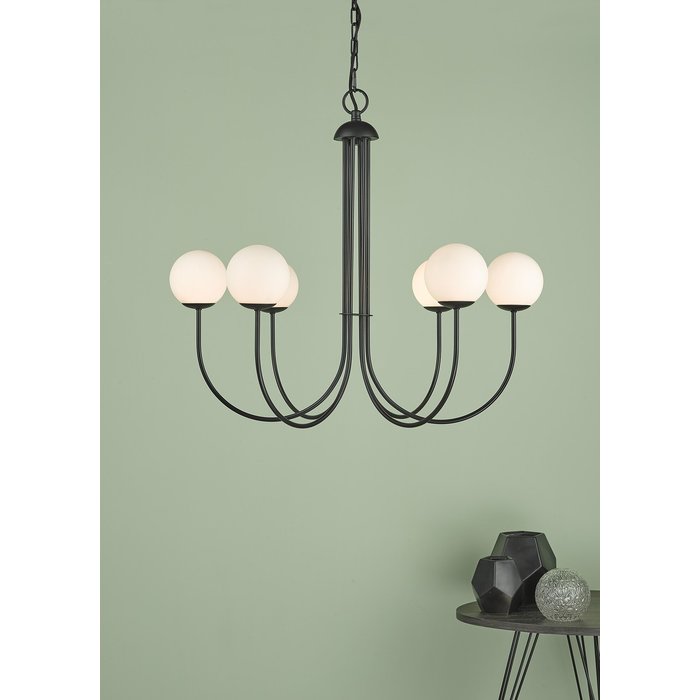 Cornelian - Mid Century Opal Glass & Matt Black Feature Light