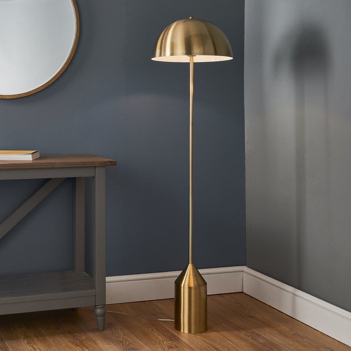 Mid Century Brass Dome Floor Lamp 