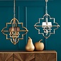 Modern Moroccan Feature Pendant - Polished Nickel & White Cotton Shades