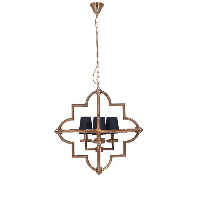 Modern Moroccan Feature Pendant - Antique Brass & Black Shades