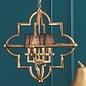 Modern Moroccan Feature Pendant - Antique Brass & Black Shades