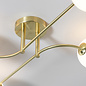 Flush Dot - Mid Century Opal Globe & Brass 4 Light Semi-Flush Fitting