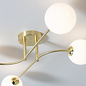 Flush Dot - Mid Century Opal Globe & Brass 4 Light Semi-Flush Fitting