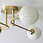 Flush Dot - Mid Century Opal Globe & Brass 4 Light Semi-Flush Fitting