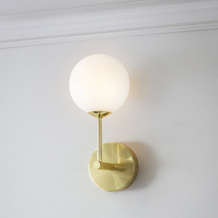 Dot Wall Light - Mid Century Opal Globe & Brass