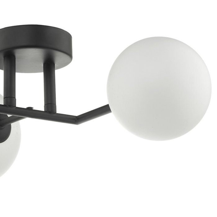 Mac - Matt Black & Opal Glass Globe Statement Wall Light