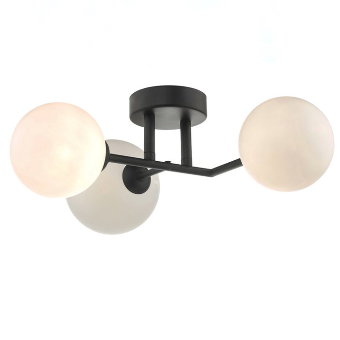 Mac - Matt Black & Opal Glass Globe Statement Wall Light