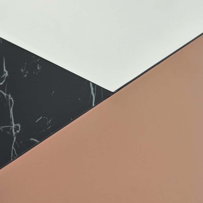 Apollo - Mid Century Rose Gold & Black Marble Feature Mirror