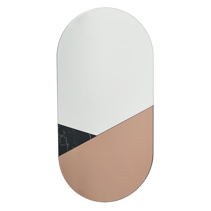 Apollo - Mid Century Rose Gold & Black Marble Feature Mirror