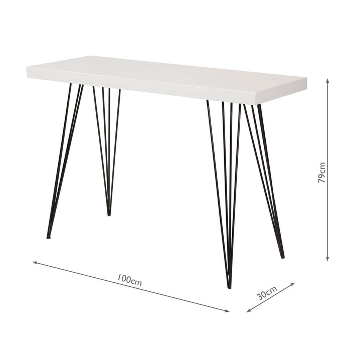 Scandi Console Side Table - White Gloss