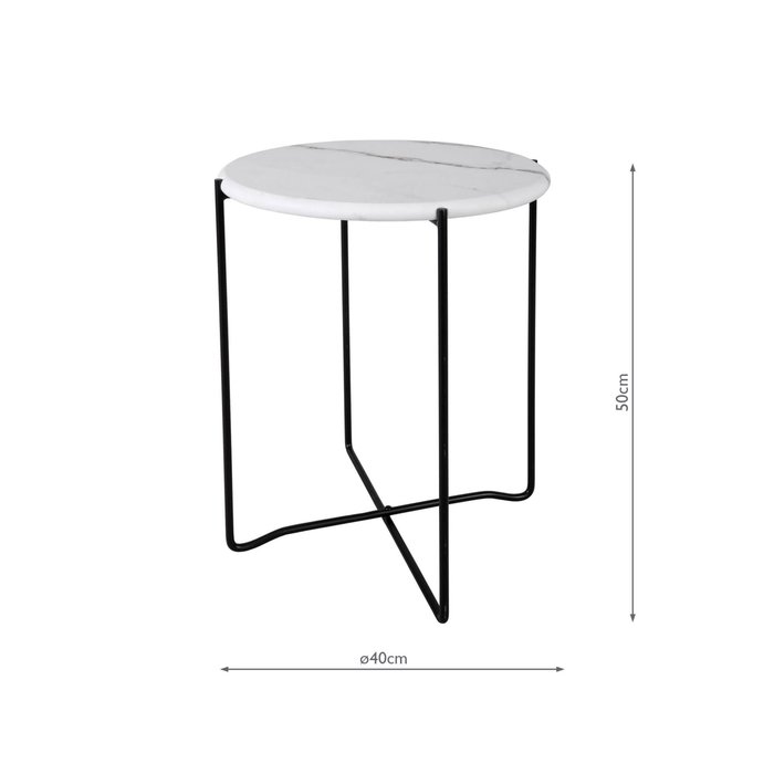 Athena - Round Rolled Edge Side Table - White Marble