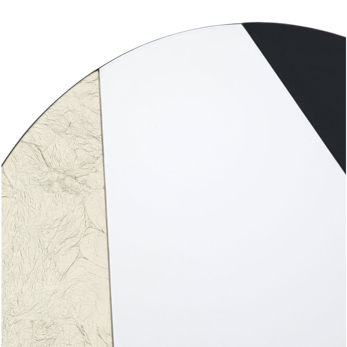 Joan - Gold Leaf & Piano Black Geometric Small Round Mirror