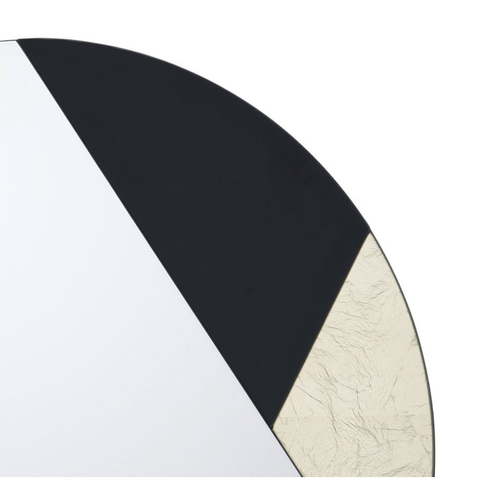 Joan - Gold Leaf & Piano Black Geometric Small Round Mirror