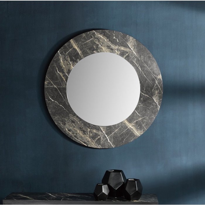 Cuban - Dark Marble Effect Large Round Mirror