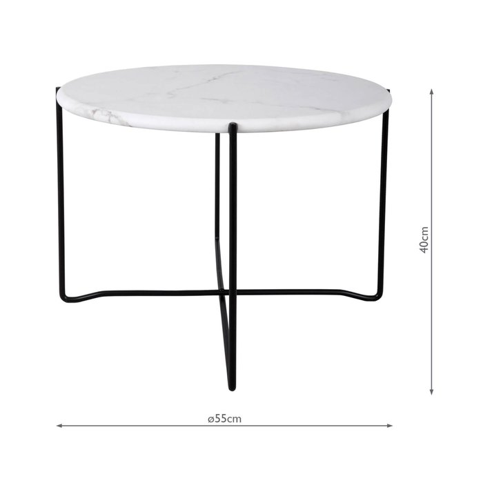 Athena - Round Rolled Edge Coffee Table - White Marble