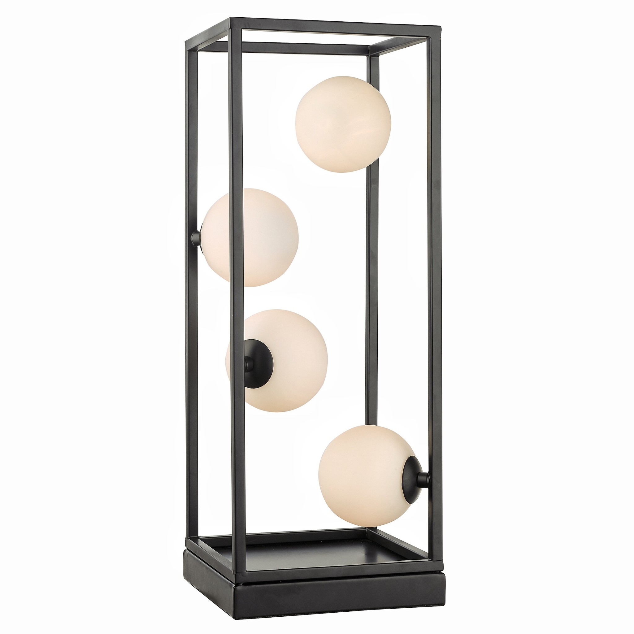 Sio Matt Black &amp; Opal Glass Table Lamp Lightbox