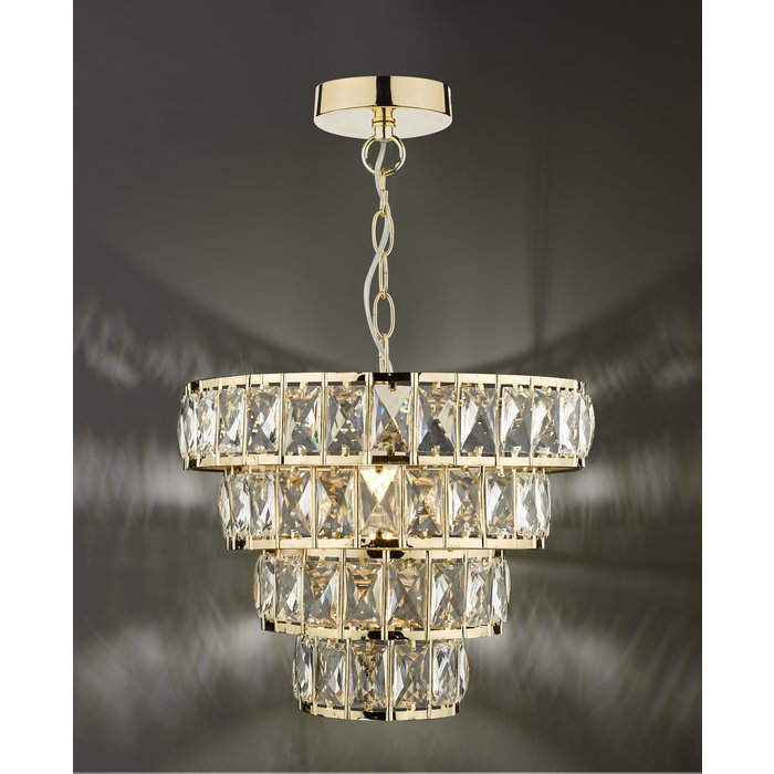 Carys -  Tiered Glass Chandelier - Warm Gold