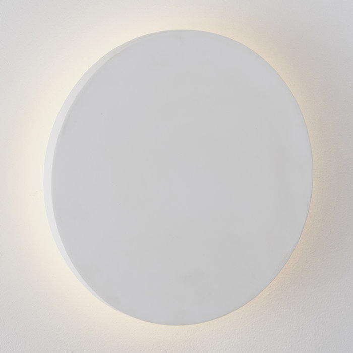 Noe - Minimalist White Plaster Disc Wall Light - Large